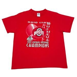 Vintage 2003 Ohio State Buckeyes 2002 National Champions T Shirt Red Football